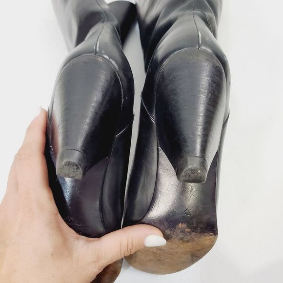LONTE leather  high  slip on black Bootssize 37  US   6.5 - Picture 5 of 13